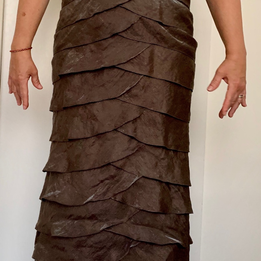Adrianna Papell Long Ruffle Tiered Shimmer Dress - Picture 4 of 5